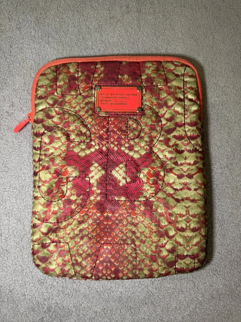 Marc Jacobs coral snakeskin quilted nylon tablet case